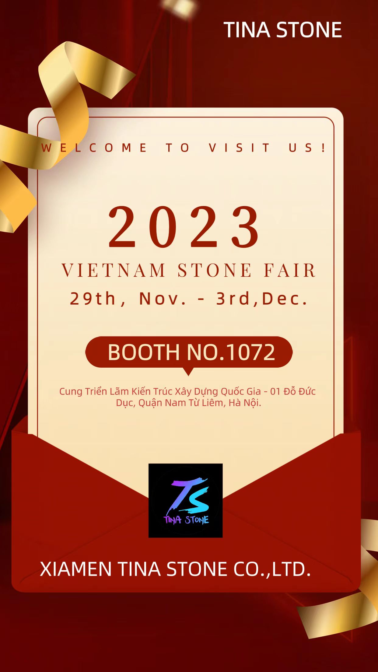 Welcome to the Vietnam International Stone Fair from 29th，Nov. - 3rd, Dec. 2023